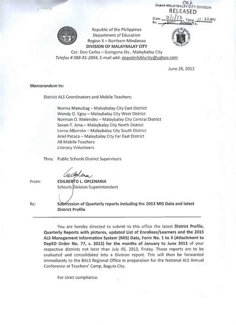 deped memo malaybalay 2024|Issuances .